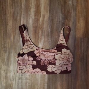 Floral Bikini Top - Brown/redish and Cream